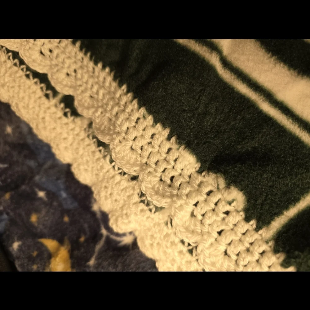 Handmade Michigan State Fleece Blanket with Crochet Trim